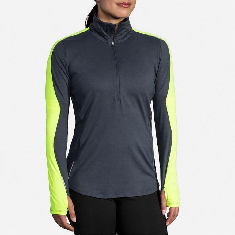 Brooks Womens Nightlife Half Zip Running Jackets - Grey (835647-EKU)